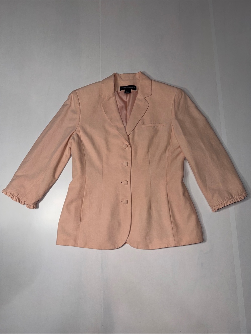 Jones New York Women's Pink Silk Linen Blend Tailored Button-Front Blazer 10